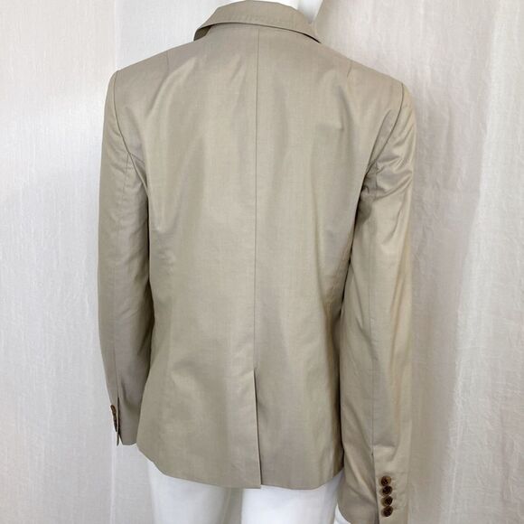 J Crew Tan Blazer Jacket One Button Closure Fully Lined Summer Lightweight Sz 8 - Picture 6 of 10